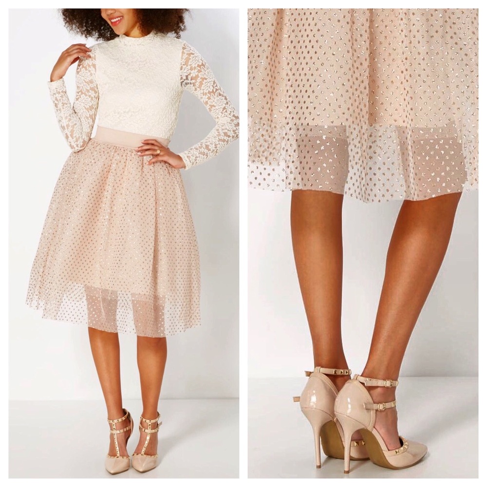 Gold polka dot tulle tutu skirt